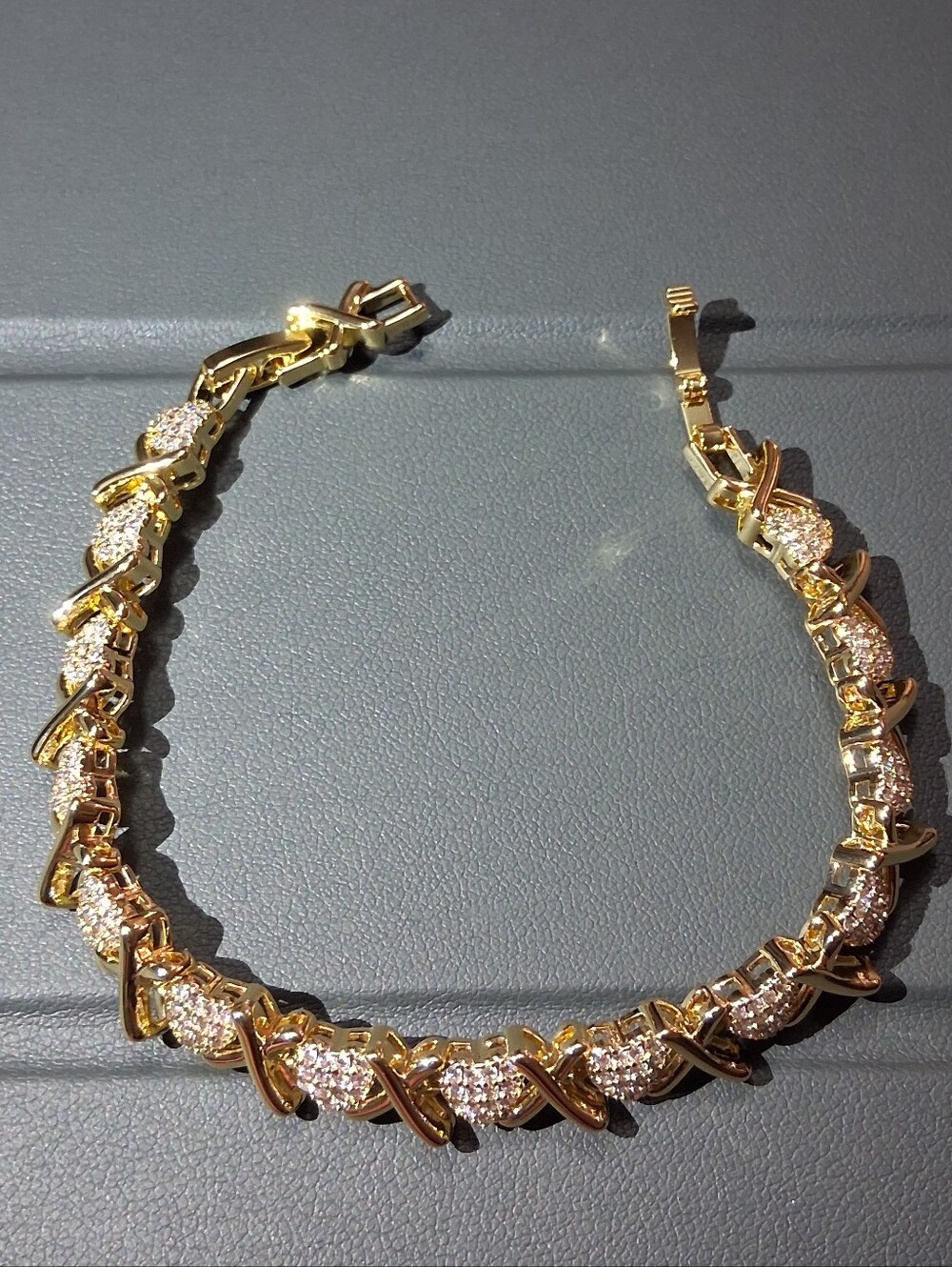 Gold Design Heart Women's Tennis Bracelet